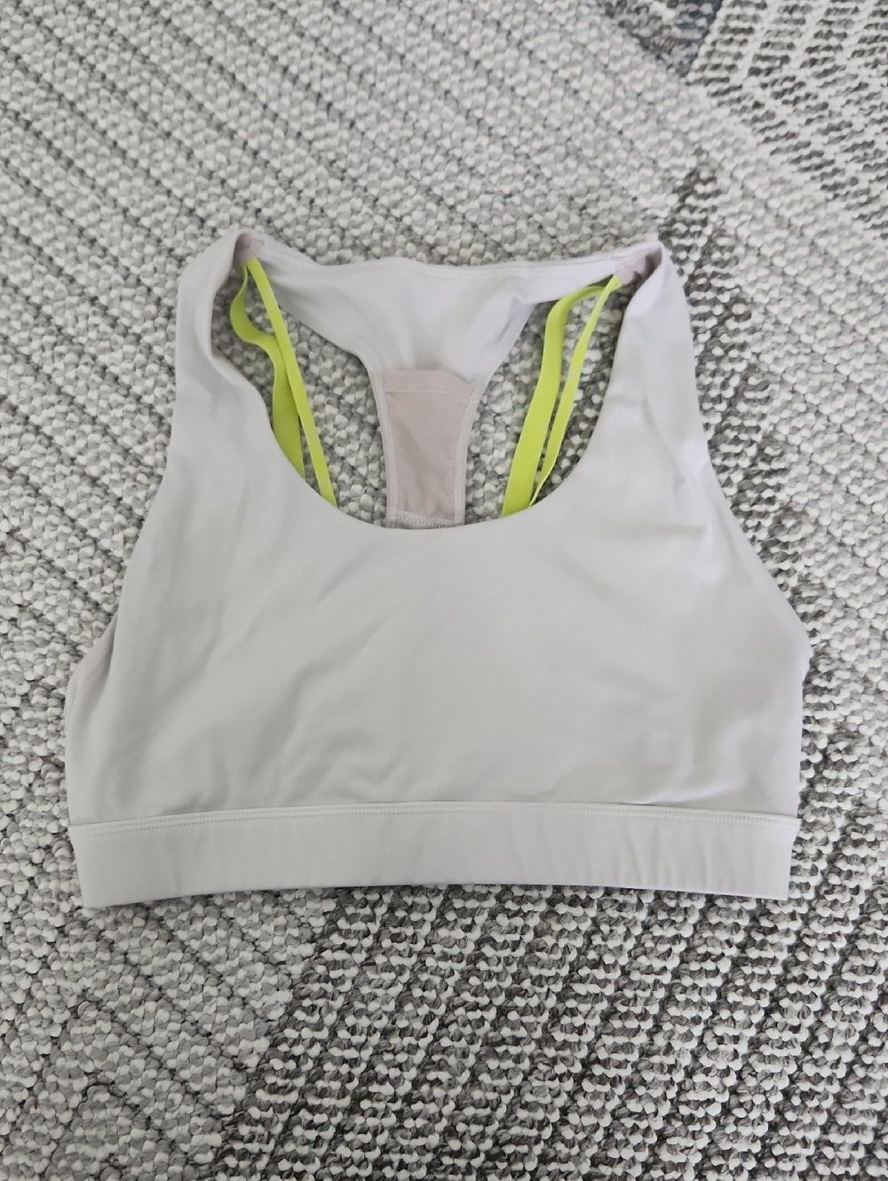 Fabletics White Racerback Sports Bra with Neon Straps
